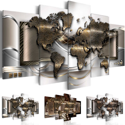 WORLD MAP Canvas Print Framed Wall Art Picture Photo Image k-A-0013-b-n