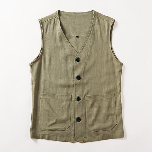 Men's Summer Cotton Linen Vest Loose Waistcoat Gilet Sleeveless Tops Plus Size - Picture 4 of 15
