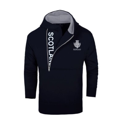 Malham Scotalnd Hoddie for Men Half Zip Hoody Scottish Thistle Hooded Sweatshirt