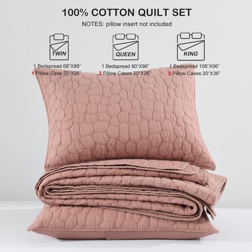 Elegant Cameo Rose King Size Quilt Set - Lightweight Cotton Bedspread & Shams - Picture 8 of 9