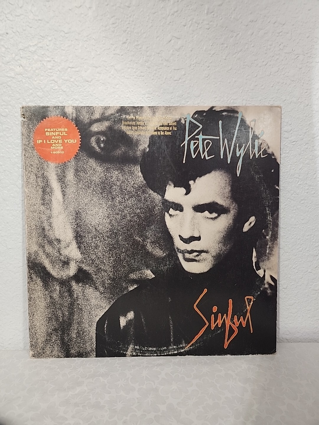 Pete Wylie Sinful Vinyl LP Record 1987 Virgin 90600-1 PROMO Hype Sticker