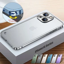 For iPhone 15 16 17 Pro Max 14 13 Metal Frame Bumper Matte Clear Hard Back Case