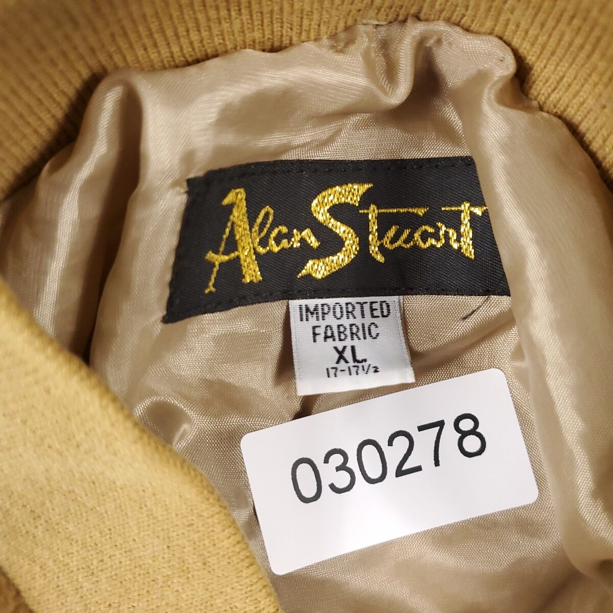 Alan Stuart Jacket Mens XL Beige Vintage Rayon Full Zip Up Alan Stuart Jacket Mens XL Beige Vintage Rayon Full Zip Up