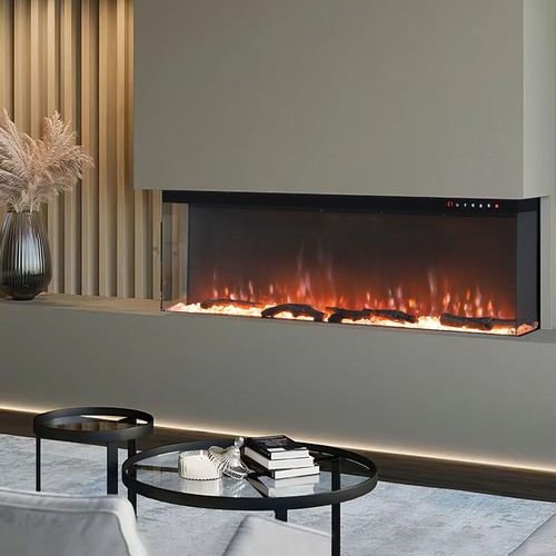 Electric 3 Sided Media Fire 40/50/60in Standing Insert LED Fireplace Panoramic - Picture 18 of 26