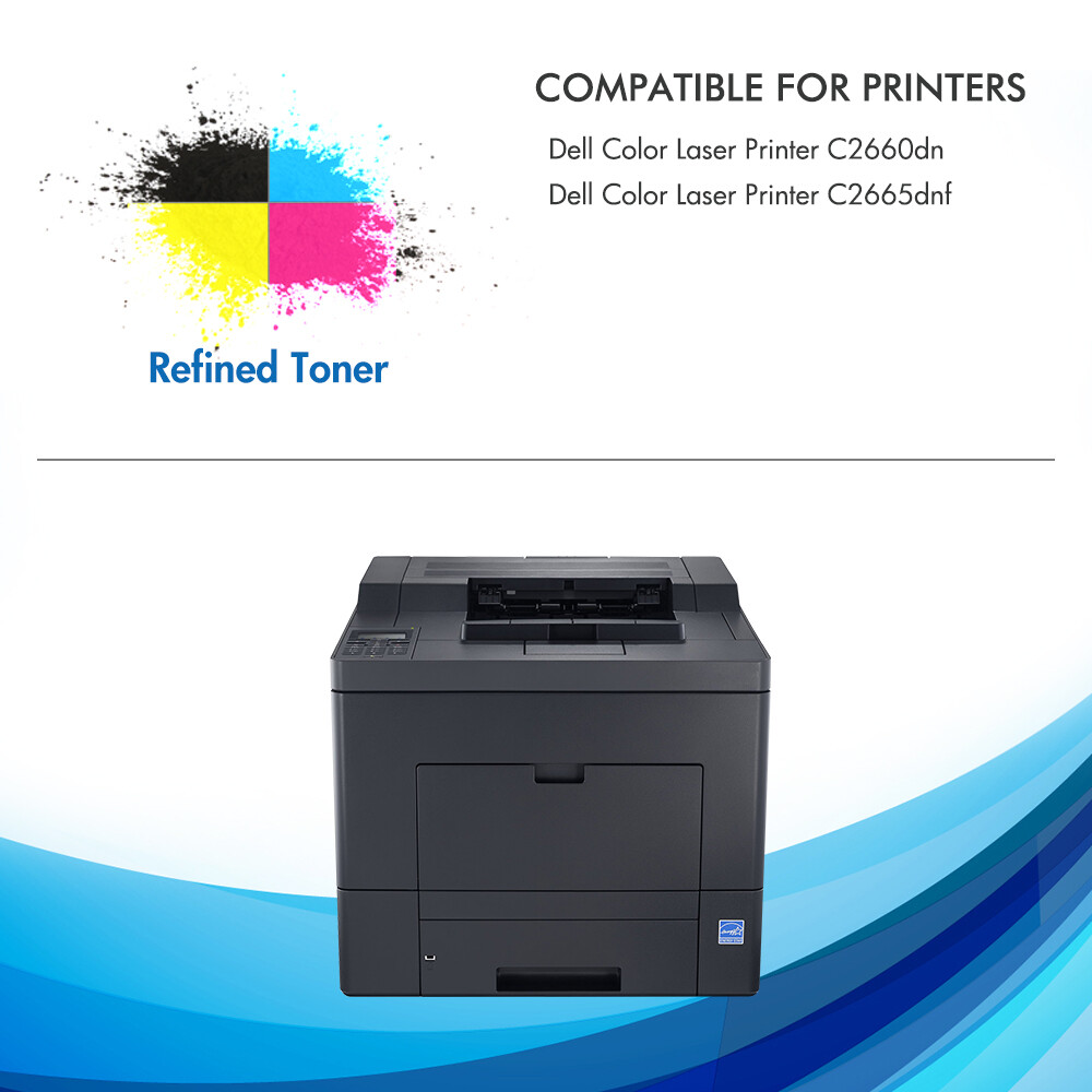 Lot de 4 cartouches de toner compatibles B C M Y) pour imprimante Dell C1660 C1660W C1660cnw 1660 EasyPrint