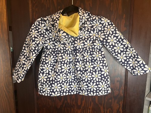 Gymboree “DAISY DAYS” Girls Size medium 4T-5Navy/Yellow Lined HOODED RAIN JACKET - Picture 4 of 5