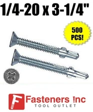INTERCORP R314 1/4-20 x 3-1/4" Self Drilling Screw Flat Head w/ Wings - 500pc