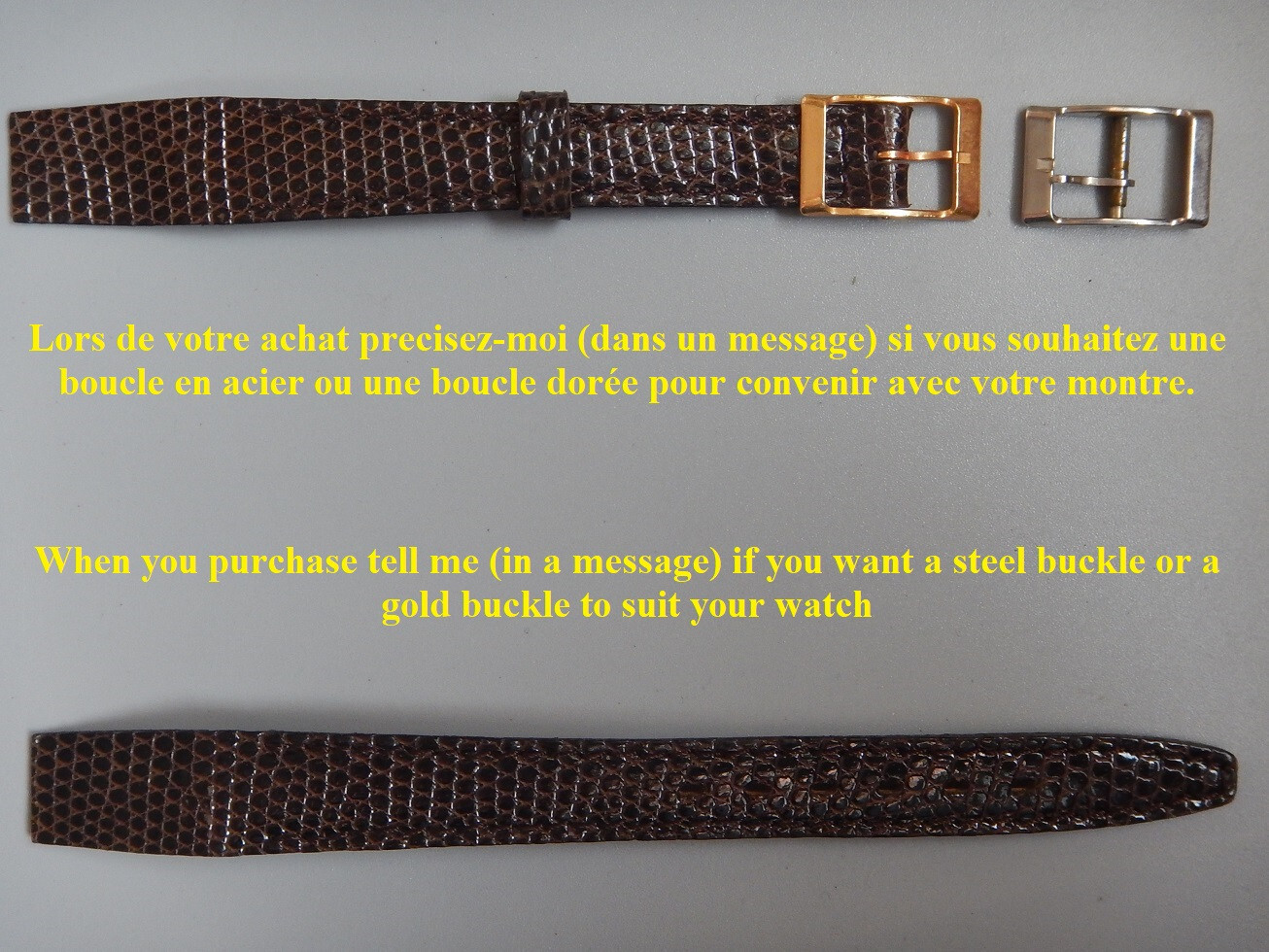 Bracelet lézard Java véritable marron 12mm pour boîtiers vintage à anses fixes - 3