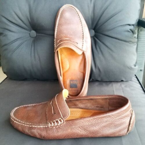 Johnston & Murphy Baldwin Shoes (Men 10.5) BROWN Leather SlipOn Driving Loafers - Picture 2 of 9