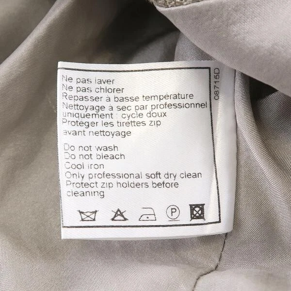 Giacca CHANEL zip tasca frontale grigio misto lino rayon taglia 38 semplice donna
