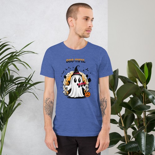 Halloween boo funny ghost Unisex t-shirt - Picture 11 of 13