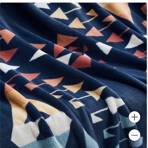 Pendleton Geometric Print Aztec Western Plush Throw 50x70 Nwt Blue - Picture 2 of 5