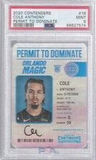 COLE ANTHONY 2020 PANINI CONTENDERS PERMIT TO DOMINATE CASE HIT RC PSA 9 POP 4