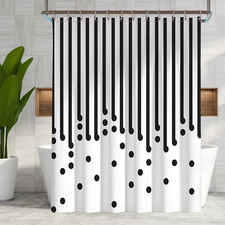 YAXI Black and White Fabric Shower Curtain for Bathroom Modern Black Striped Sho