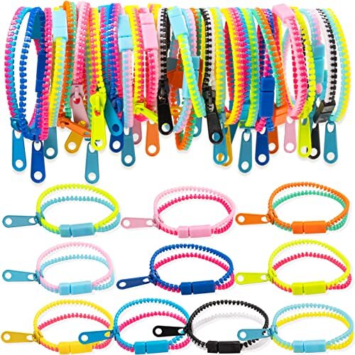 Fidget Toys Zipper Bracelets for Kids 30 Pieces Bulk Sensory Party 30pcs zipper - Afbeelding 2 van 7