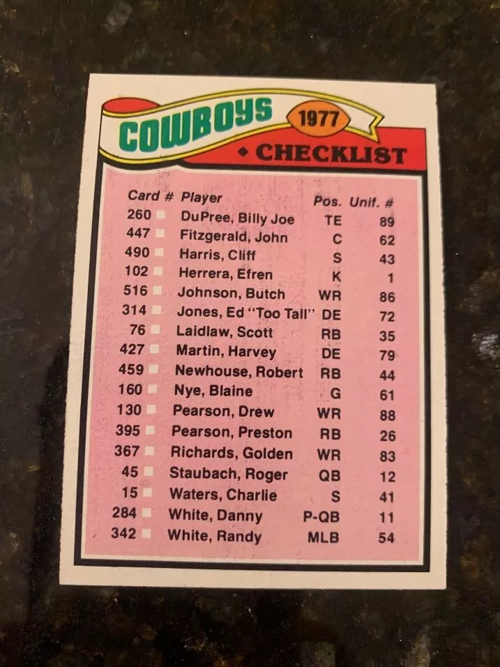 Dallas Cowboys trading card