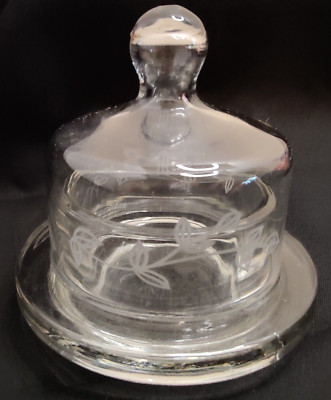 Princess House~ Heritage~ Etched Flower Design Butter Dish W/ Lid ~ Vintage