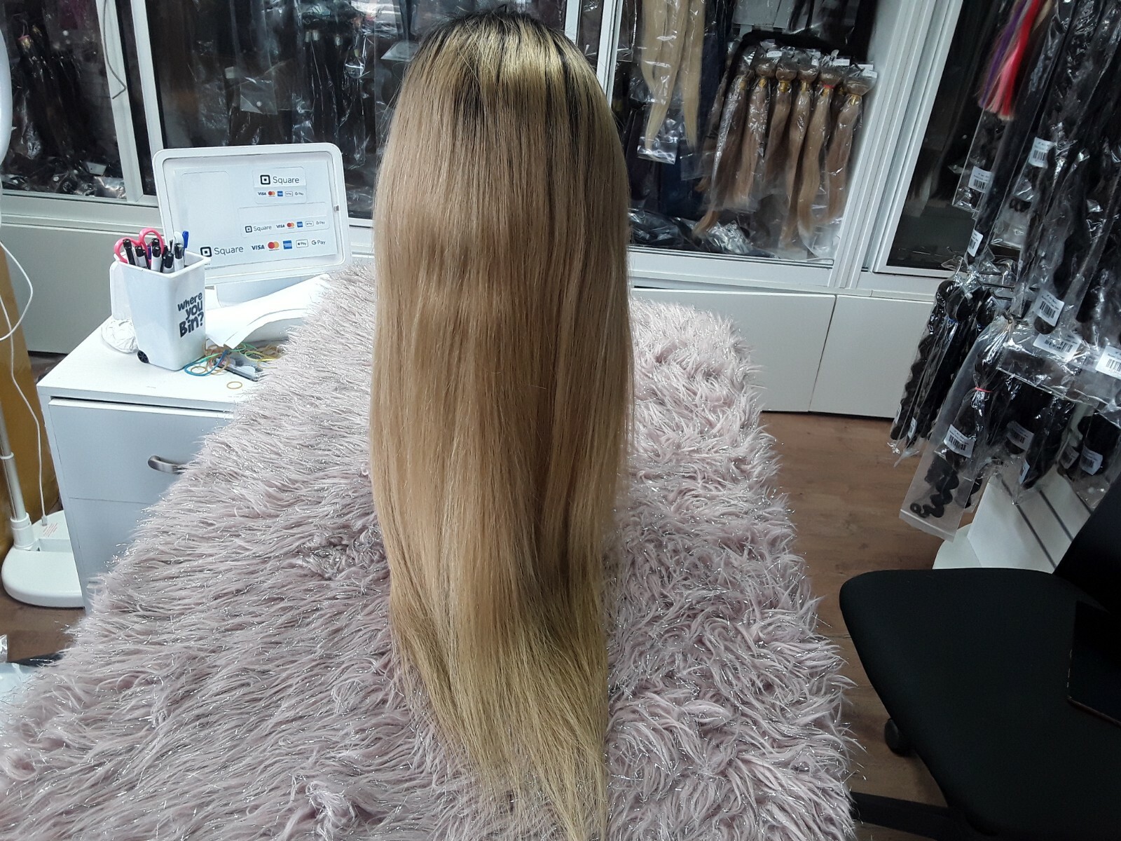12A 26INCH BRAZILIAN GLUELESS  FULL LACE WIG 180% DENSITY STRAIGHT 1B#/27# OMBRE