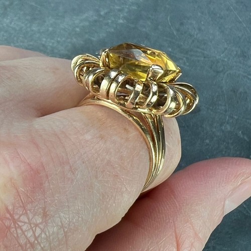 Anillo retro de cóctel de primavera de oro amarillo de 18 quilates citrino de 8,42 quilates - Imagen 13 de 24