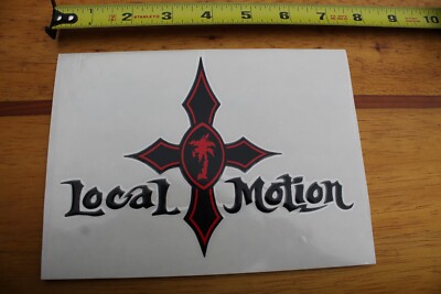 Local Motion Cross LOCAL MOTION Cross Palm Tree Black Red Logo Vintage Surfing Sticker ...