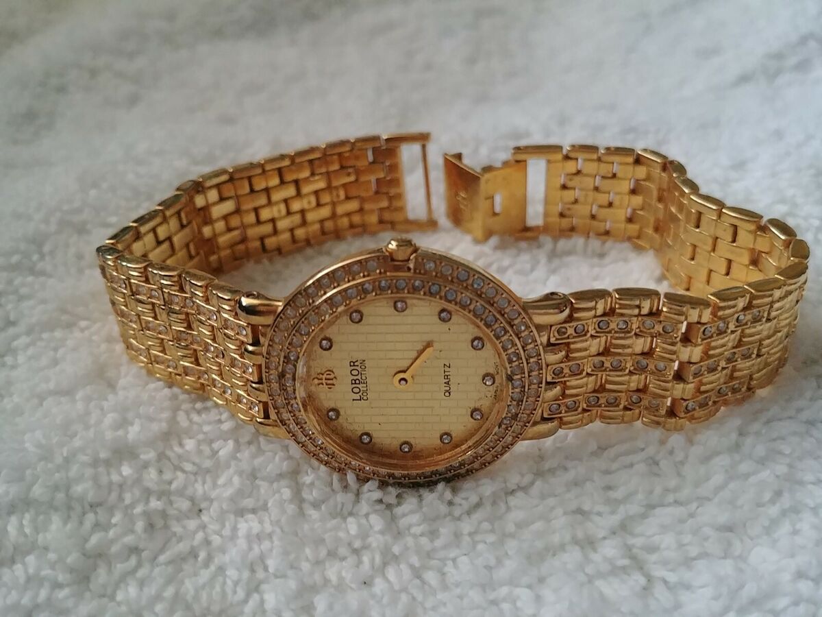 LOBOR Collection Women's Gold Plated Swarovski Crystal Date LOBOR Collection Women's Gold Plated Swarovski Crystal Date