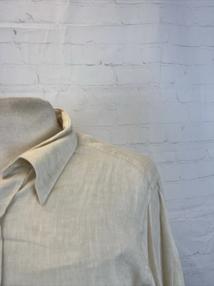 Camisa de vestir PRIMAVERA/VERANO Berreta beige lino liso para hombre 17 - 36/37 $195 Foto 2 de 4