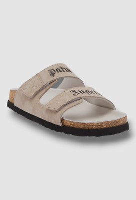 $507 Palm Angels Women's Gray Suede Double-Strap Sandal Shoes Size EU 36/US 6