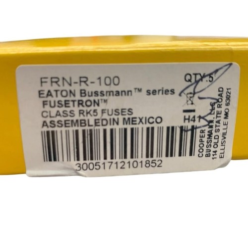 Nuevo Cooper Bussman Fusetron Energy Efficient 250Vac FRN-R-100 RK5 Fusible Caja Abierta - Imagen 2 de 2