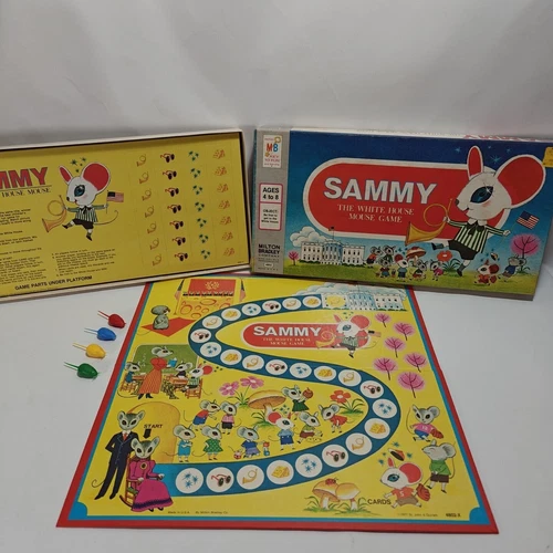 Complete 1977 "Sammy the White House Mouse" Board Game Unpunched Milton Bradley 