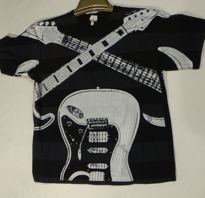 Dueling Guitars Shirt Youth Large Black Cygnus All Over Print Stratocaster White
