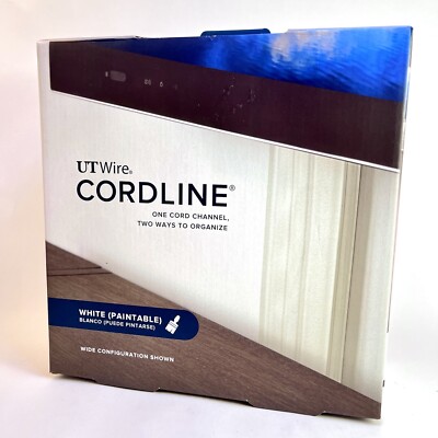 Hide Cords, UT Wire Cordline Cord Concealer Channel, White Paintable 8  Long,