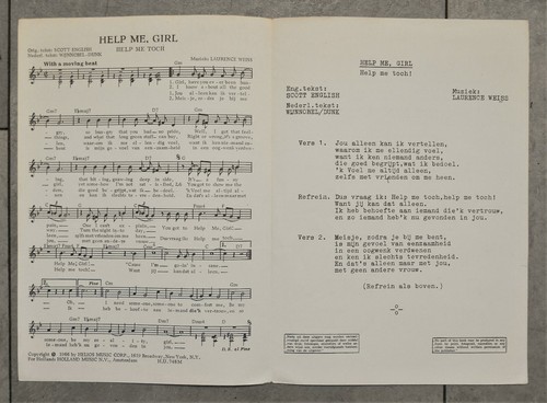 vintage 1966 Rock sheet music HELP ME GIRL as rec by THE ANIMALS & OUTSIDERS - Picture 2 of 3