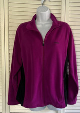 Women's Reebok Fleece Jacket Fushia Black Zips close Size L fits 10-12