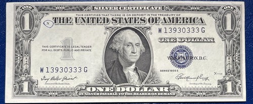 1935 E One Dollar Silver Certificate $1 circle arround N Higher Grade AU #77762