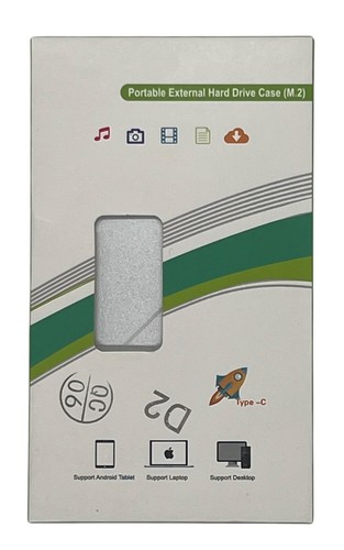 NEW Portable External Hard Drive Case (M.2) 2 TB - D2 Silver - Picture 1 of 4