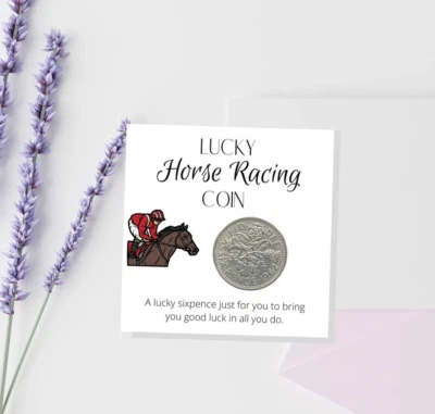 HANDMADE Lucky Horse Racing Gift, Lucky Sixpence Coin, Novelty Gift For Men Husband Dad