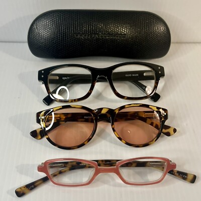3 Eyebobs Reading Glasses Lot Bundle Tortoise Fizz Ed Pink Pinhead
