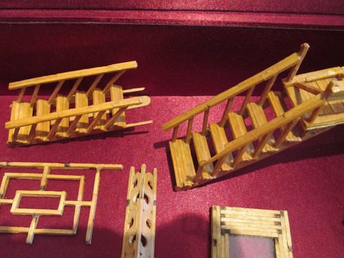 ""MATCHSTICK STAIRCASE, BED, CHAIR, DOOR WITH WINDOW, MISC. DOLL HOUSE FURNITURE - Picture 2 of 4