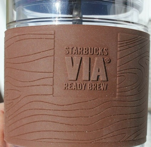 STARBUCKS VIA READY BREW 16 oz MIXING TUMBLER CLEAR BROWN SWIRL MIXER COFFEE CUP - Picture 2 of 5