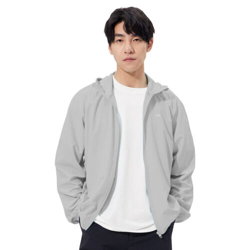 Mens UV Protection Jacket Hooded Couple Quick Dry Anti-UV UPF50+ Coat *Gray 3XL*
