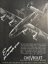 1943 Chevrolet Division General Motors Pratt Whitney Airplane Engines VTG Ad