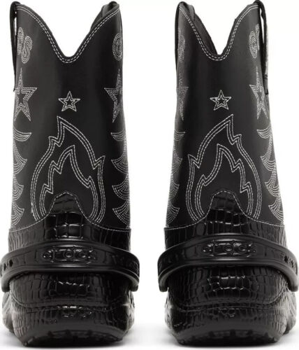 NEW! Crocs Classic Unisex Black Cowboy Boot 208695-001 Mid Calf Shoes Country - Picture 4 of 4