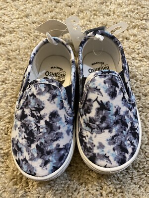 OSHKOSH B'GOSH Little Boys NWT Blue White Tie Dye Slip on Deck Shoes Size 6