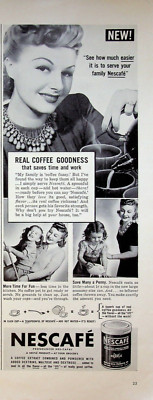 1941 Nescafe Coffee Vintage Print Ad 40s Real Goodness Child Swing Piggy Bank