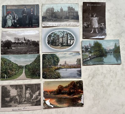 Vintage Postkarten mit Briefmarken 1900er Jahre siehe 10