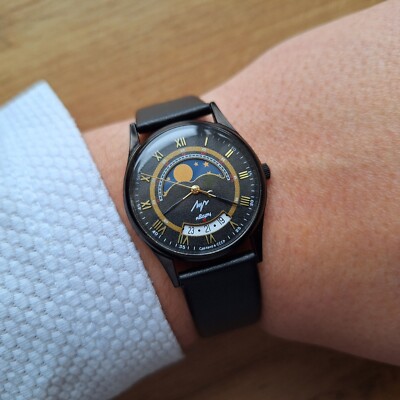 NEW Quartz watch LUCH with Real Moon Phases Calendar, Moonphase
