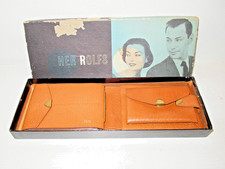 Vintage "Rolfs" Leather Bifold Wallet 1950 Original Box Paperwork USA Unisex