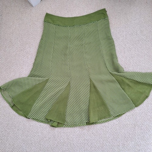 Epilogue Vibrant Green Polka Dot 1950s Style Flared Skirt UK14 Chiffon Floaty - Picture 3 of 7