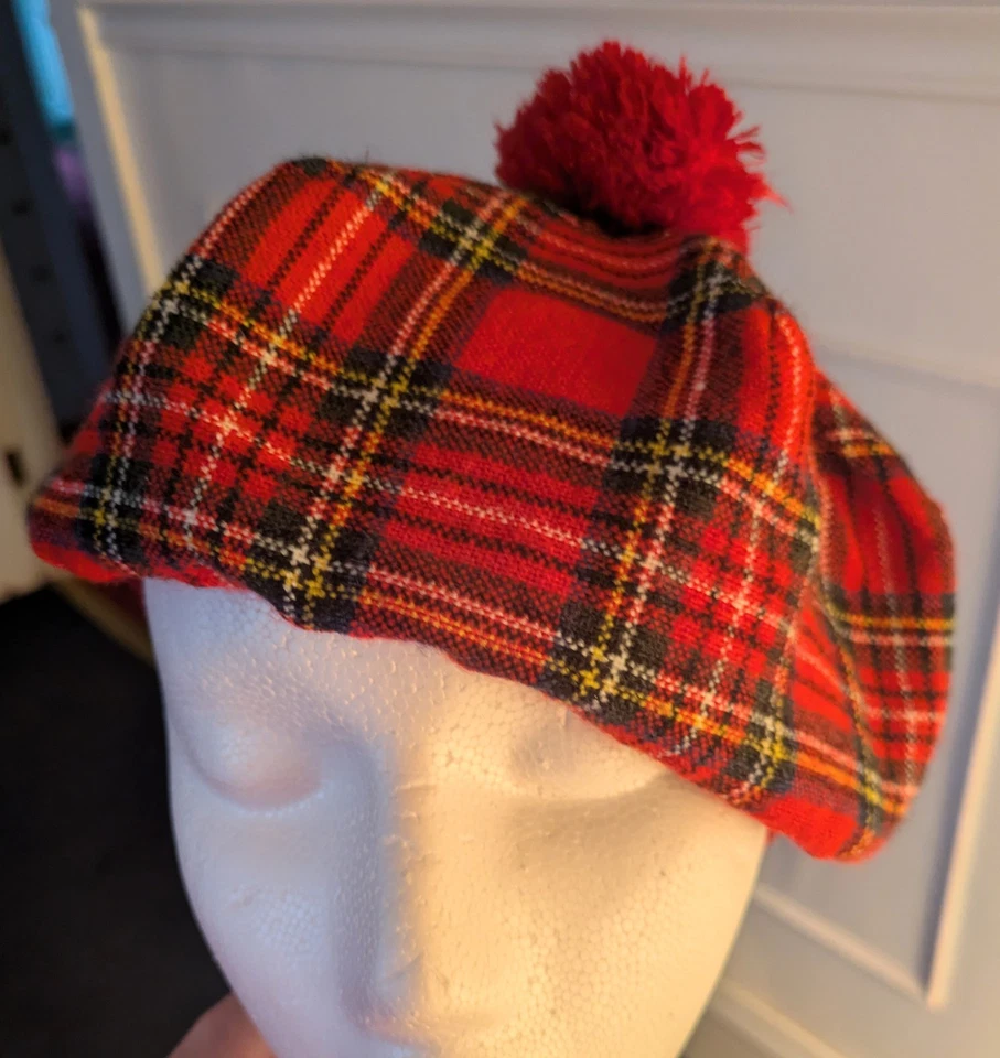 Boina a cuadros Edinburgh Woolen Mills NIÑA/Dom/Sombrero pompón rojo/azul/negro/blanco 18" Foto 4 de 4