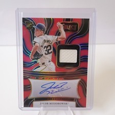 2025 Select #AM-JM Jacob Misiorowski Auto Memorabilia Red Prizm Patch #/49